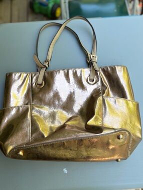Michael Kors Metallic Gold Embossed Tote